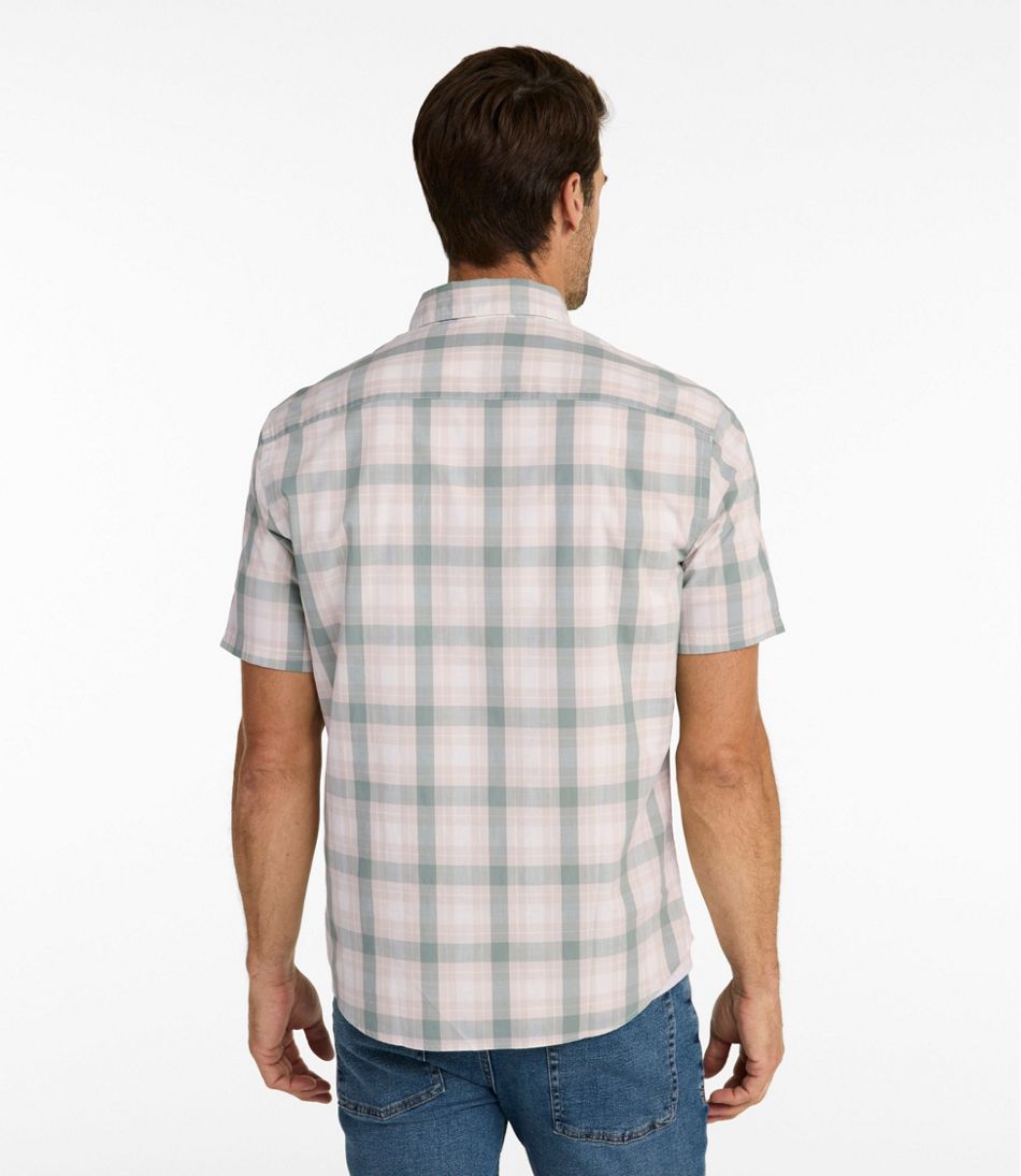 Men's Comfort Stretch Performance? Chambray Shirt, Short-Sleeve, Slightly Fitted Untucked Fit, Plaid - Image 3