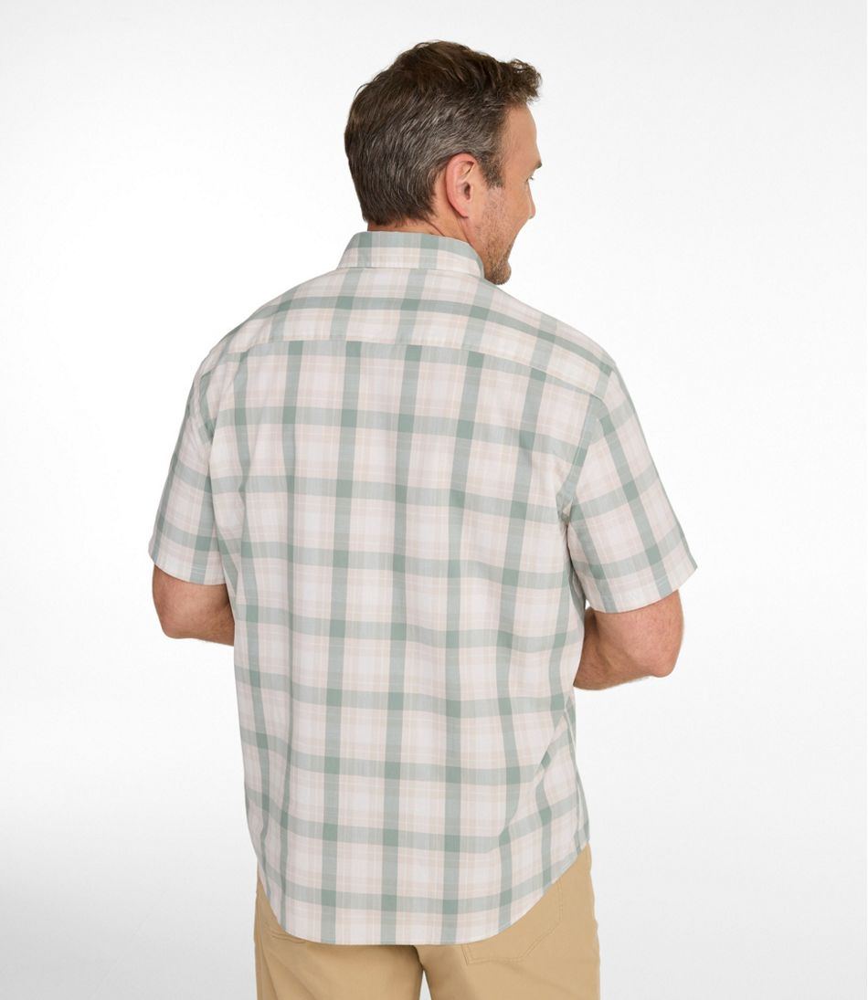 Men's Comfort Stretch Performance? Chambray Shirt, Short-Sleeve, Slightly Fitted Untucked Fit, Plaid - Image 5