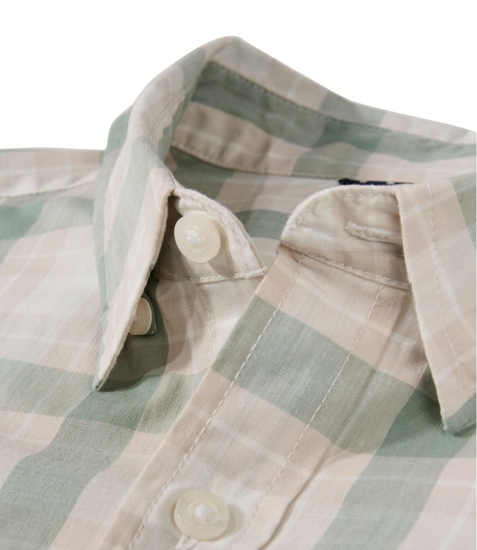 Men's Comfort Stretch Performance? Chambray Shirt, Short-Sleeve, Slightly Fitted Untucked Fit, Plaid - Image 6
