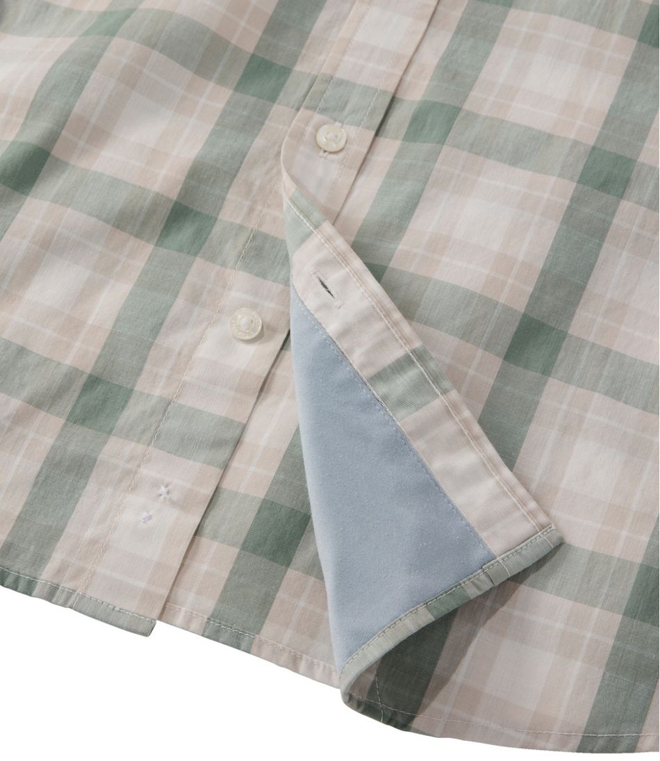 Men's Comfort Stretch Performance? Chambray Shirt, Short-Sleeve, Slightly Fitted Untucked Fit, Plaid - Image 7