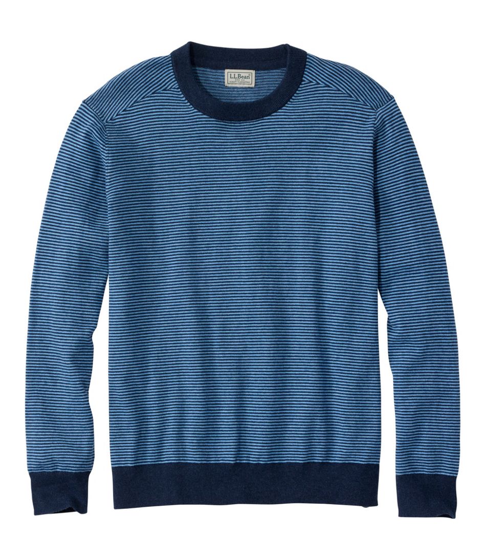 Men's All Seasons Cotton Blend Sweater, Crewneck, Stripe