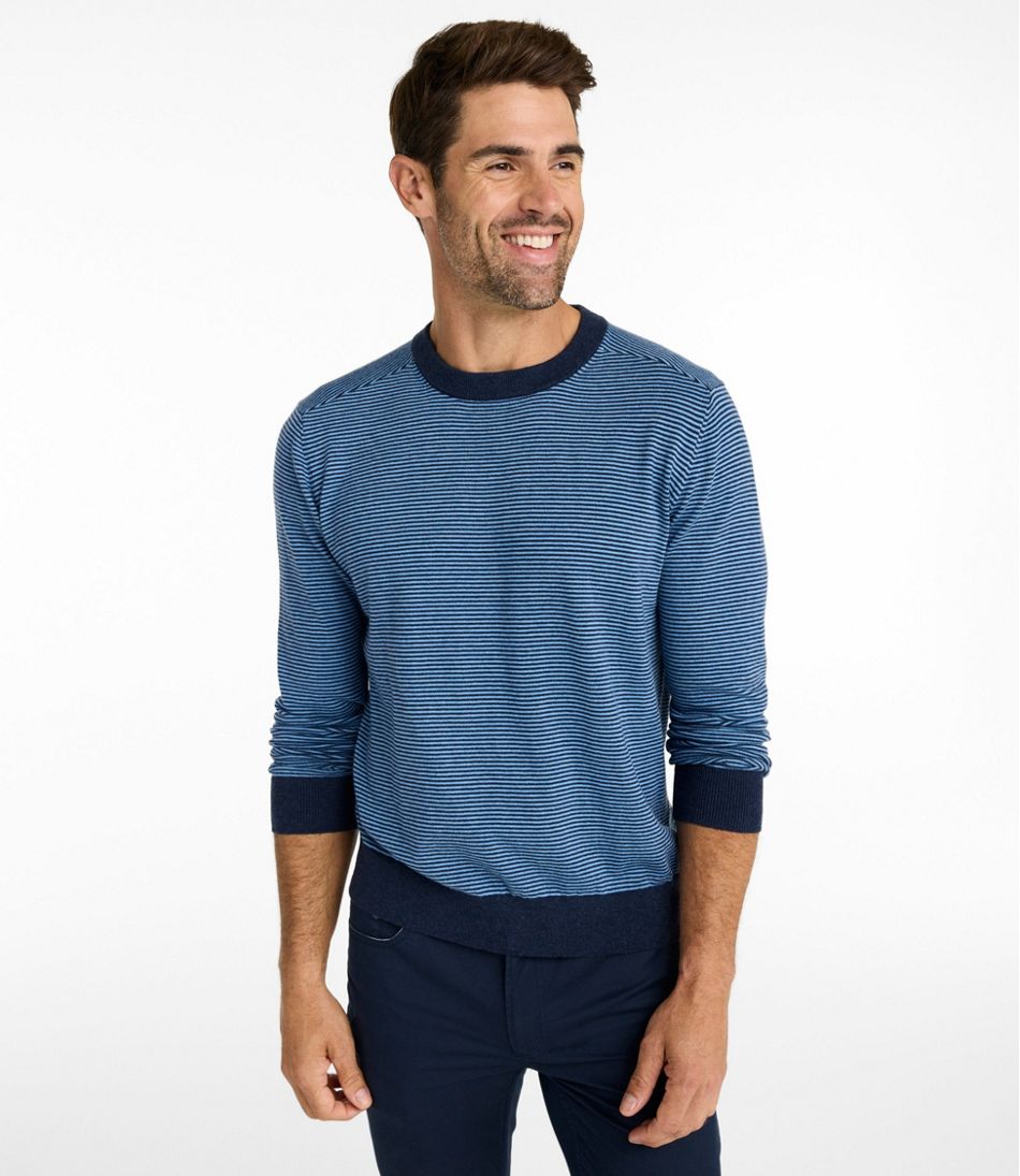 Men's All Seasons Cotton Blend Sweater, Crewneck, Stripe - Image 2