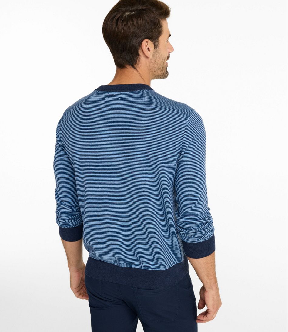 Men's All Seasons Cotton Blend Sweater, Crewneck, Stripe - Image 3