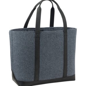 Leather-Trim Wool Tote