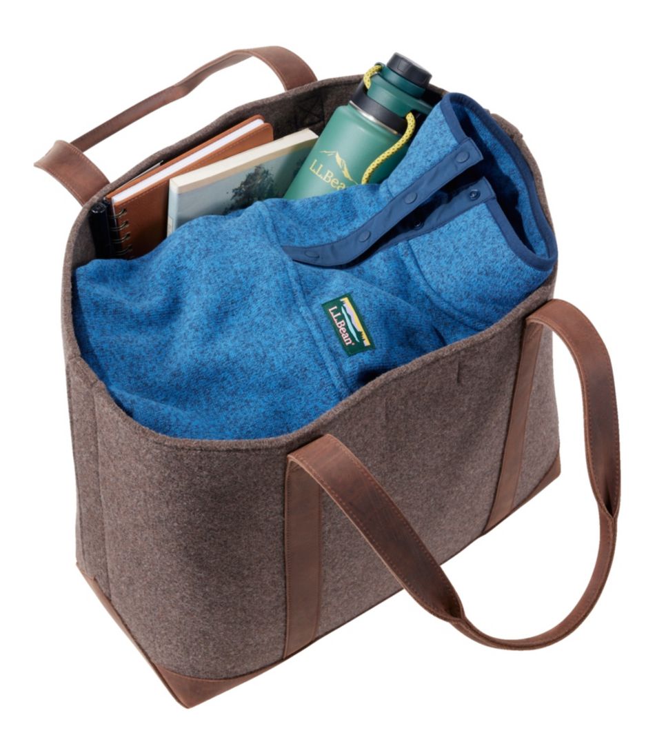 Leather-Trim Wool Tote - Image 4