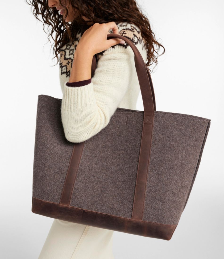 Leather-Trim Wool Tote - Image 6