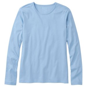 Women's Pima Cotton Tee, Long-Sleeve Crewneck