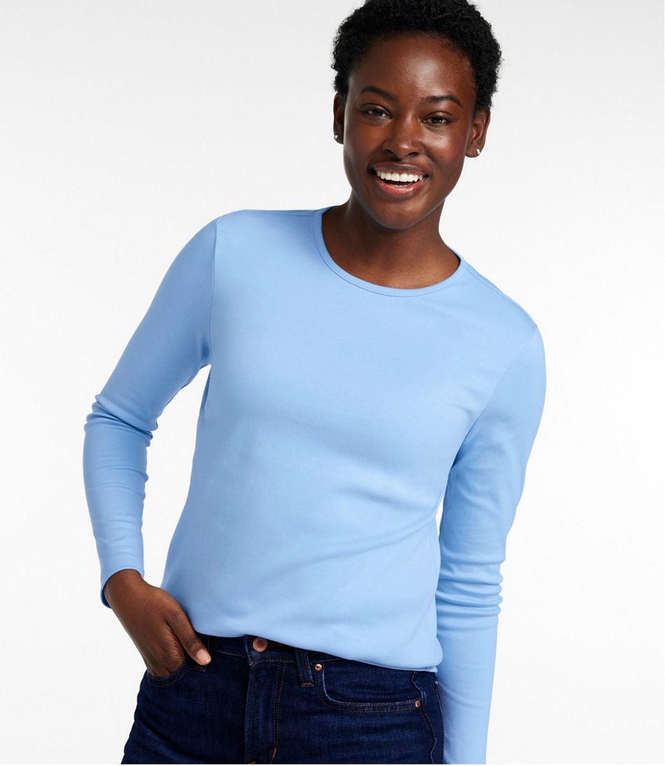Women's Pima Cotton Tee, Long-Sleeve Crewneck - Image 2
