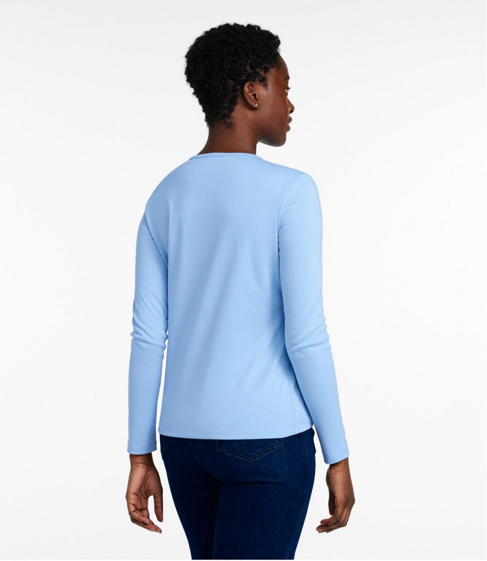 Women's Pima Cotton Tee, Long-Sleeve Crewneck - Image 3
