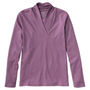 Women's Pima Cotton Tee, Shawl Long-Sleeve