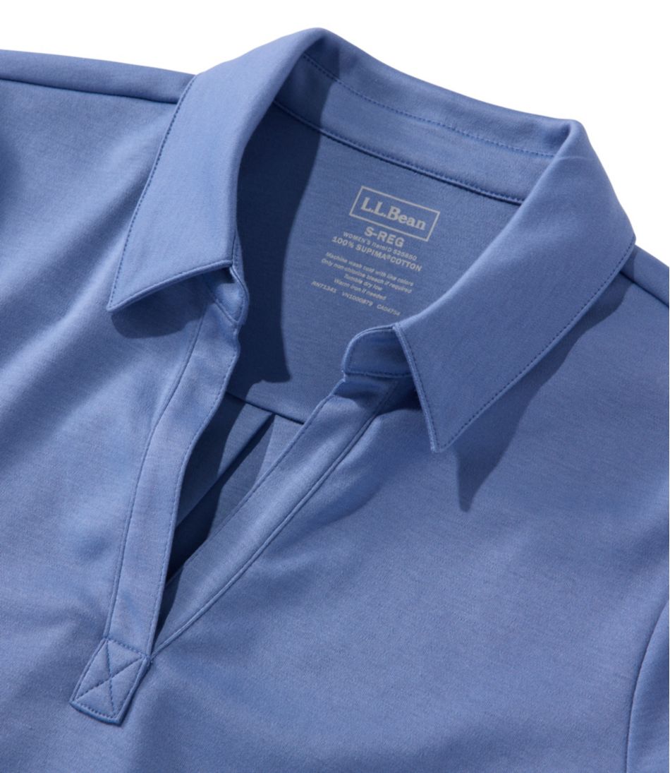 Women's Pima Cotton Tee, Three-Quarter-Sleeve Polo - Image 4
