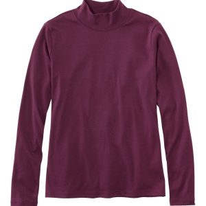 Women's Pima Cotton Tee, Long-Sleeve Mockneck