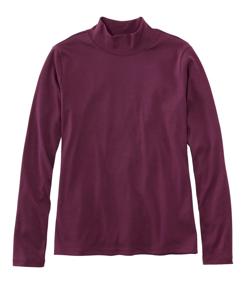 Women's Pima Cotton Tee, Long-Sleeve Mockneck