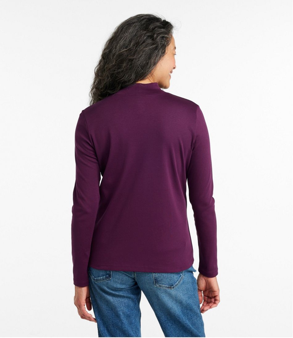 Women's Pima Cotton Tee, Long-Sleeve Mockneck - Image 3