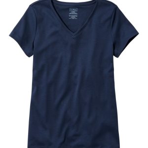 Women's Pima Cotton Shaped V-Neck, Short-Sleeve