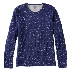 Women's Pima Cotton Tee, Long-Sleeve Crewneck Print