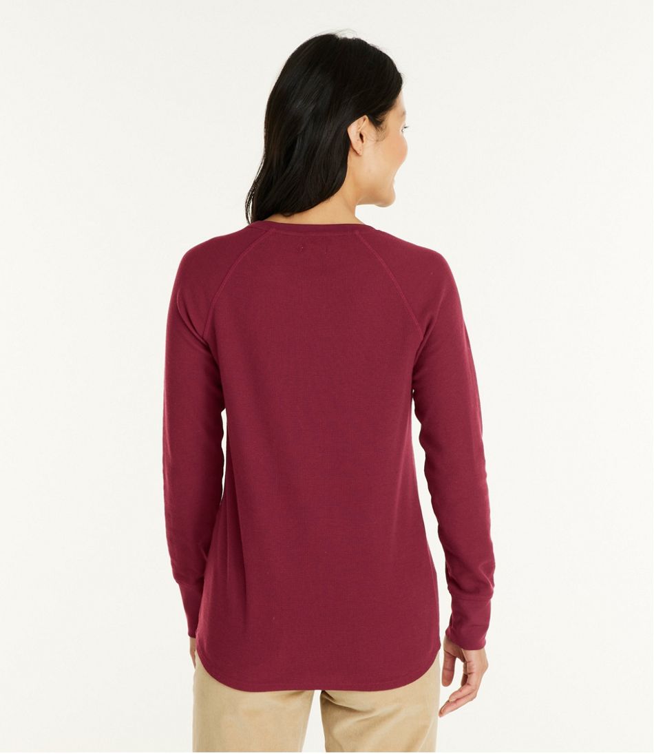 Women's Unshrinkable Mini-Waffle Tee, Long-Sleeve Crewneck - Image 3