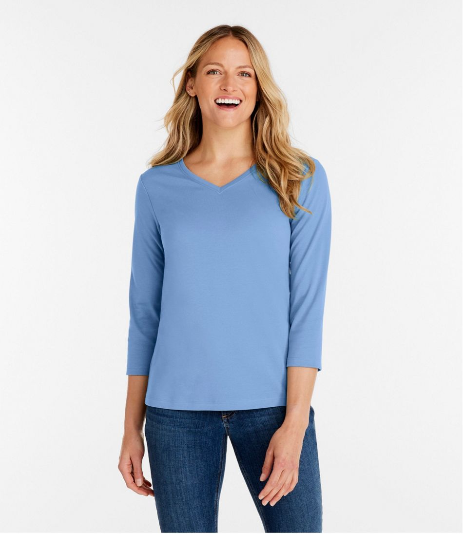 Women's L.L.Bean V-Neck, Three-Quarter-Sleeve - Image 2