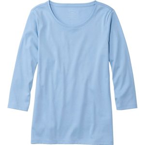 Women's Pima Cotton Shaped Tee, Three-Quarter-Sleeve Jewelneck