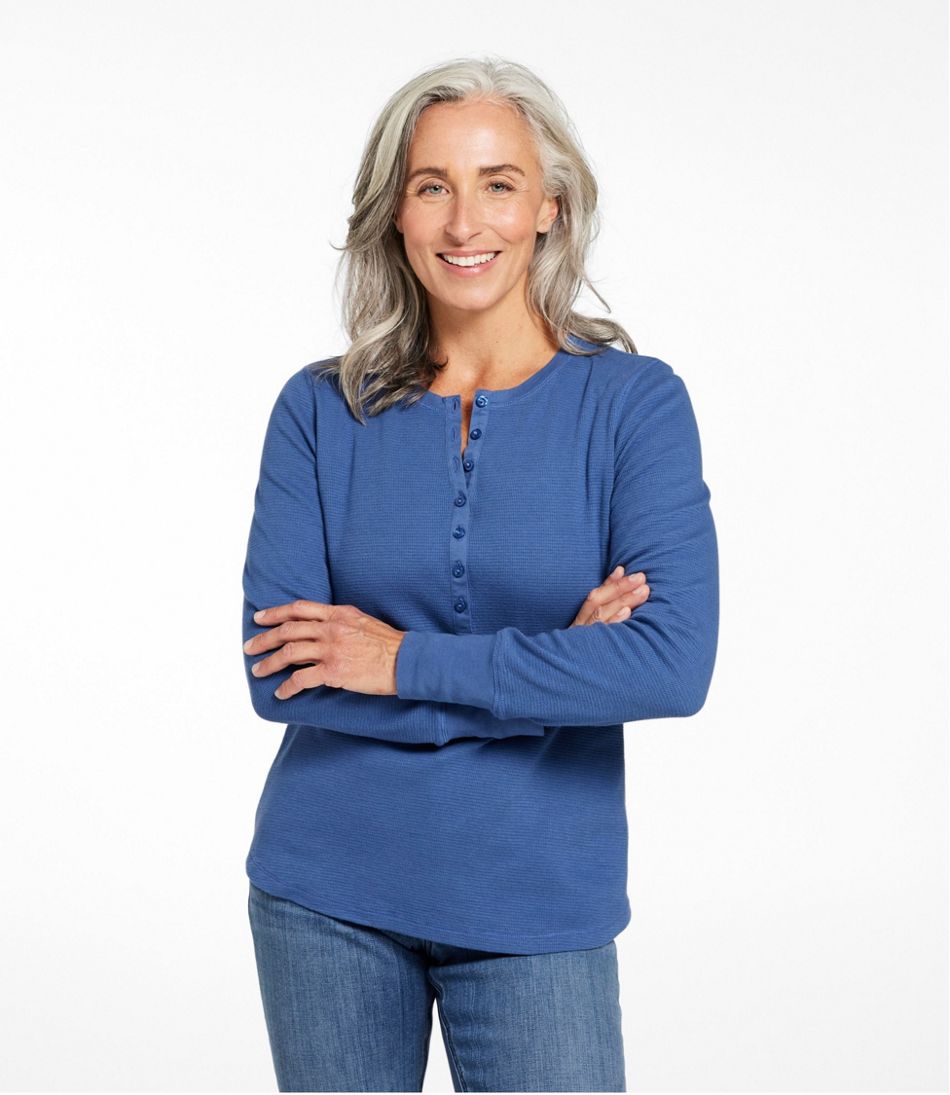 Women's Waffle-Knit Henley - Image 2
