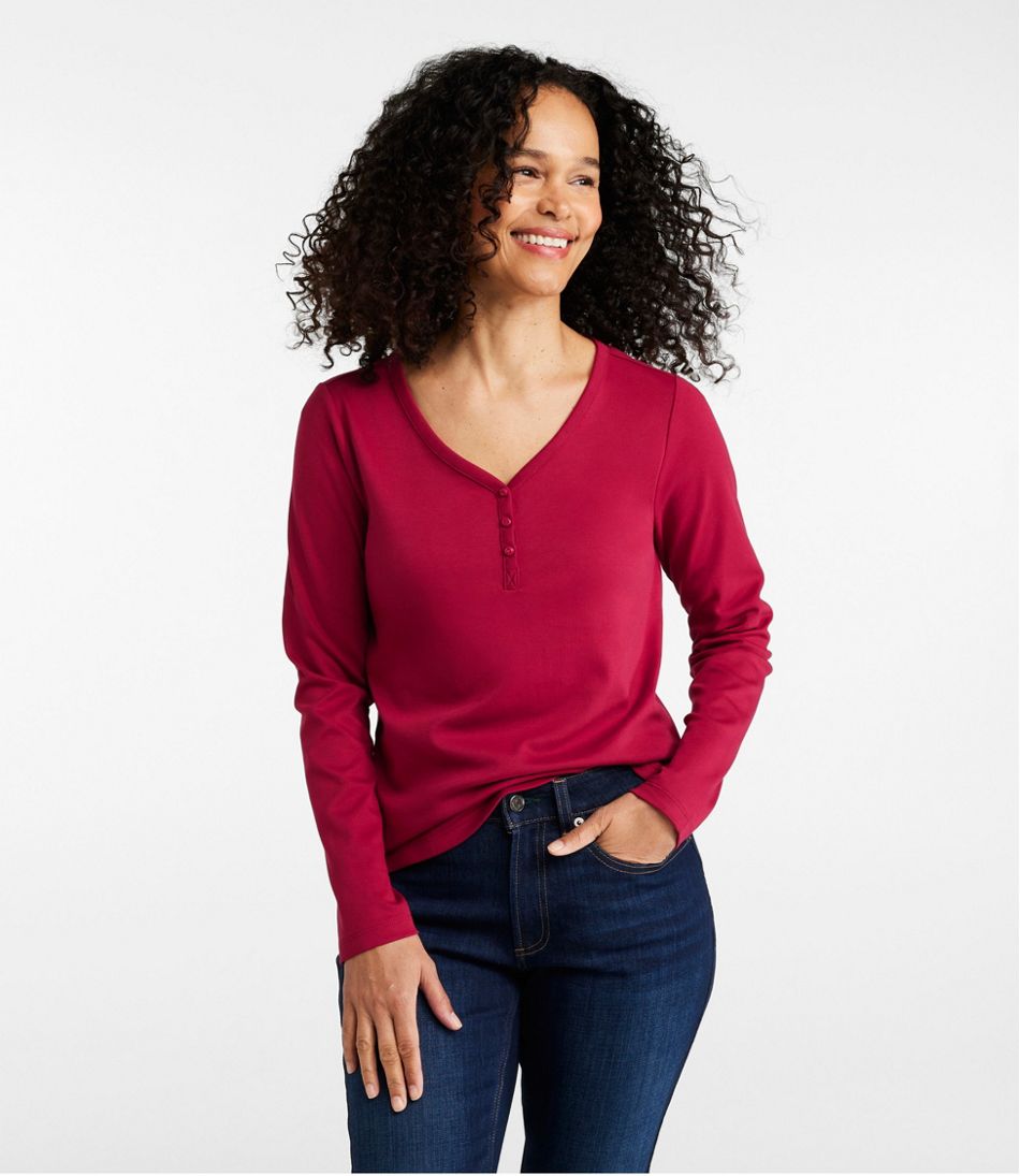 Women's L.L.Bean V-Neck Henley, Long-Sleeve - Image 2