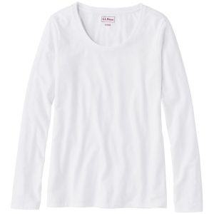 Women's Soft Stretch Supima-Blend Tee, Scoopneck Long-Sleeve