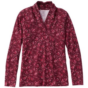 Women's Pima Cotton Tee, Shawl Long-Sleeve Print