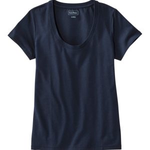 Women's Soft Stretch Supima-Blend Tee, Scoopneck Short-Sleeve