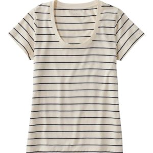 Women's Soft Stretch Supima-Blend Tee, Scoopneck Short-Sleeve Stripe