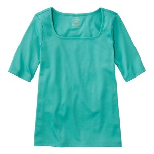 Women's Pima Cotton Tee, Soft Squareneck Elbow-Sleeve