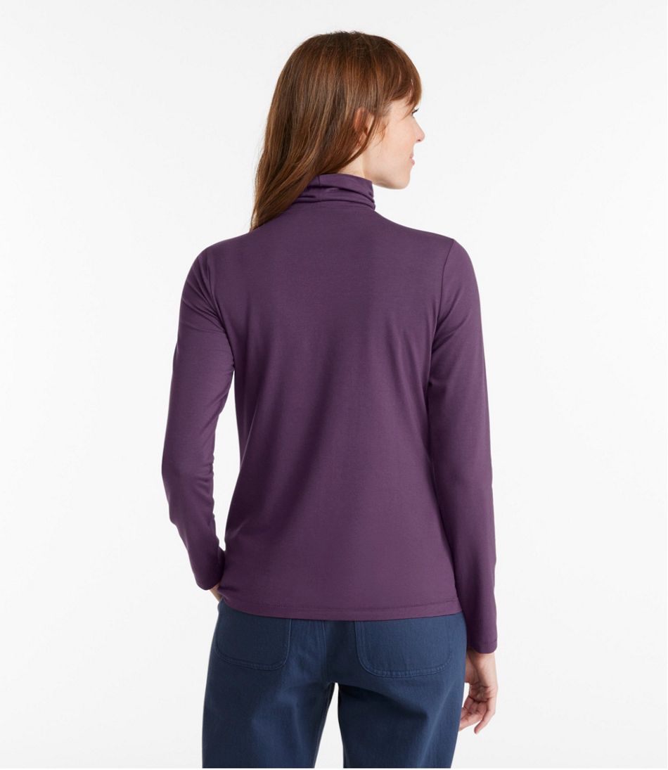 Women's Soft Stretch Supima-Blend Tee, Turtleneck - Image 3