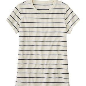 Women's Soft Stretch Supima-Blend Tee, Crewneck Short-Sleeve Striped