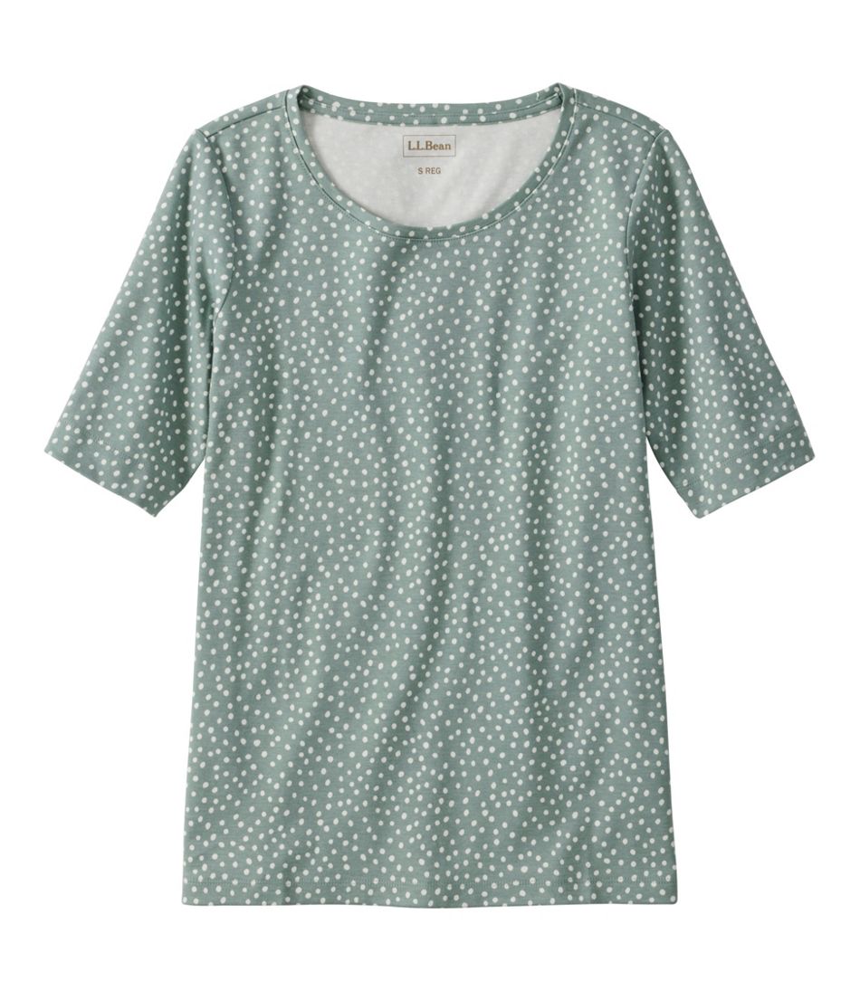 Women's L.L.Bean Jewelneck Tee, Elbow-Sleeve Print