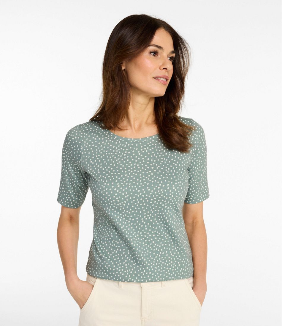 Women's L.L.Bean Jewelneck Tee, Elbow-Sleeve Print - Image 2