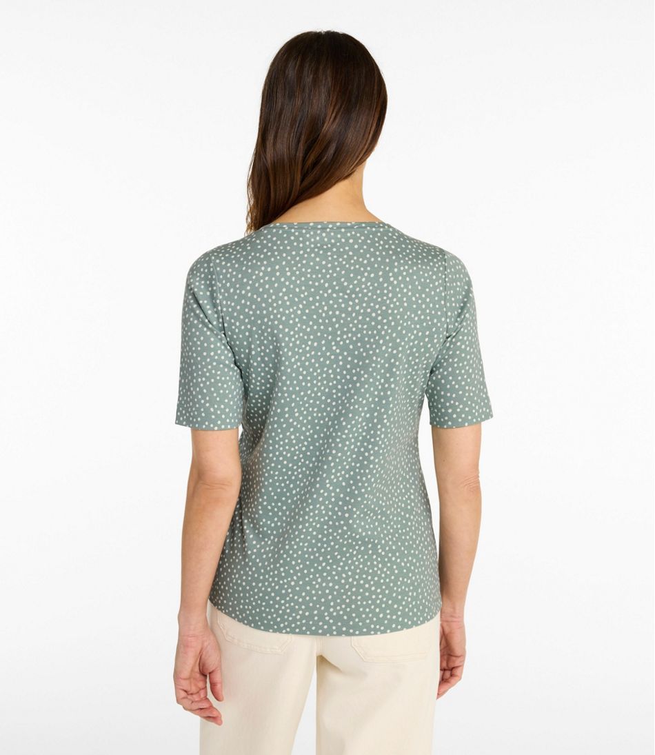 Women's L.L.Bean Jewelneck Tee, Elbow-Sleeve Print - Image 3
