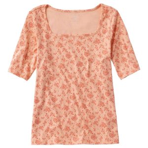 Women's Pima Cotton Tee, Soft Squareneck Elbow-Sleeve