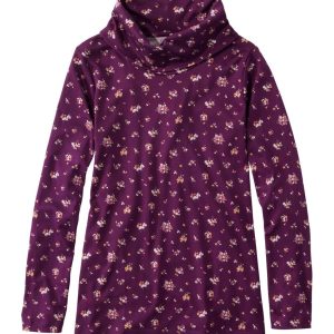 Women's Pima Cotton Tee, Long-Sleeve Cowlneck Print