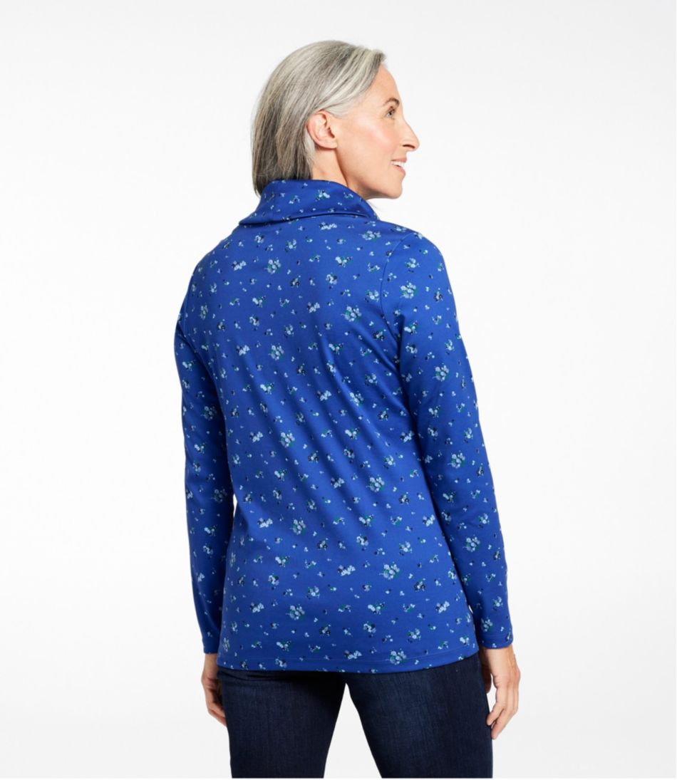 Women's Pima Cotton Tee, Long-Sleeve Cowlneck Print - Image 3