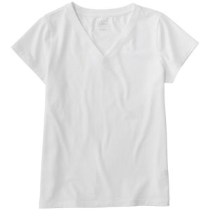Women's Soft Stretch Supima-Blend Tee, Short-Sleeve V-Neck