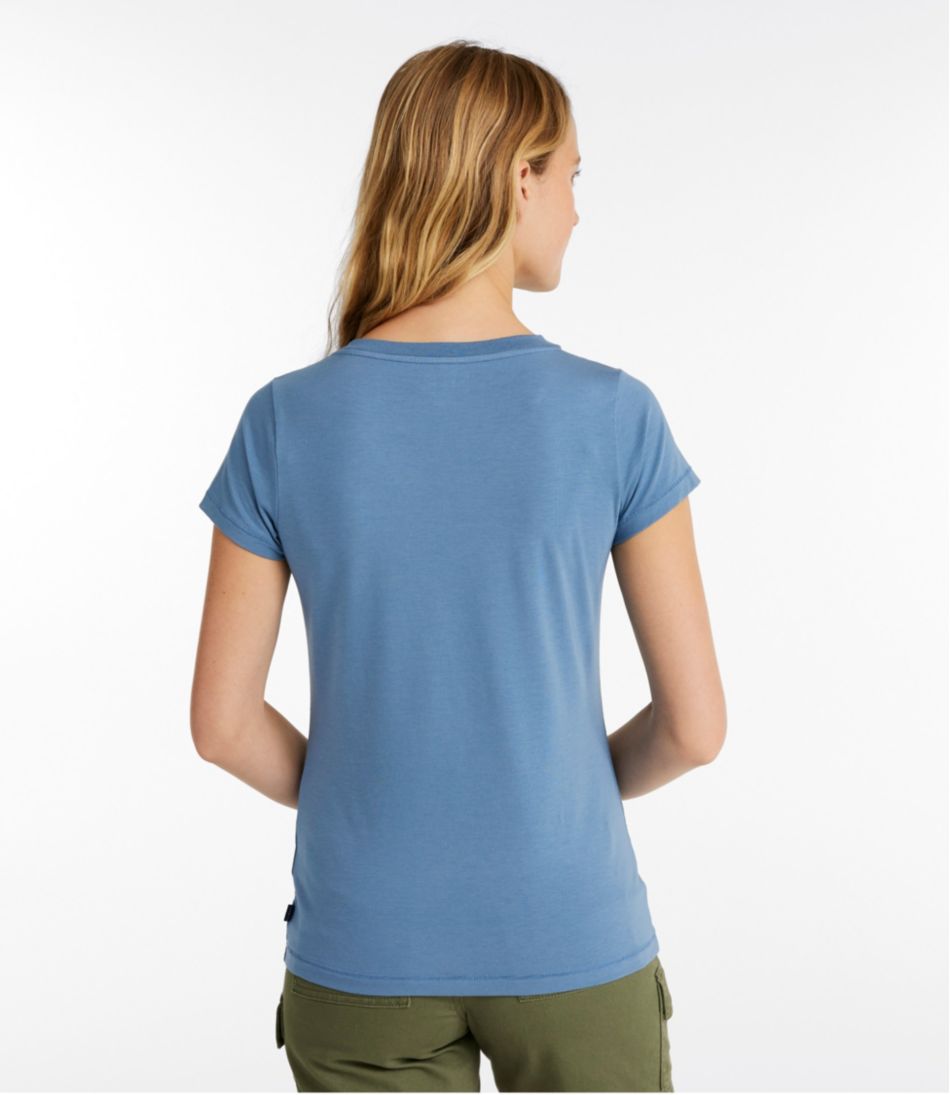 Women's Soft Stretch Supima-Blend Tee, Short-Sleeve V-Neck - Image 3