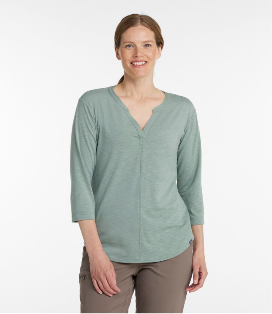 Women's Streamside Tee, Three-Quarter-Sleeve Splitneck - Image 2