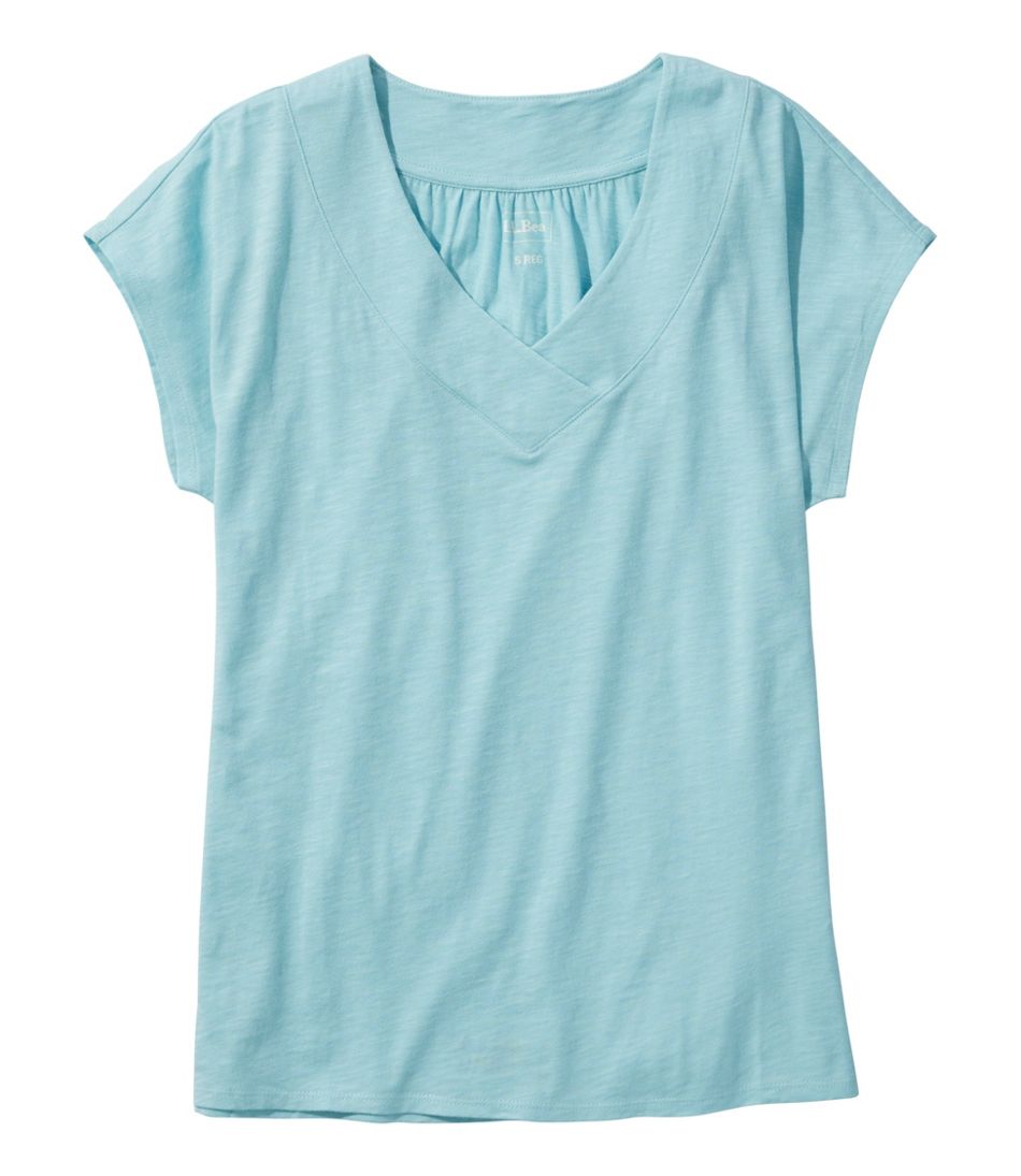 Women's Organic Cotton Tee, V-Neck Cap-Sleeve