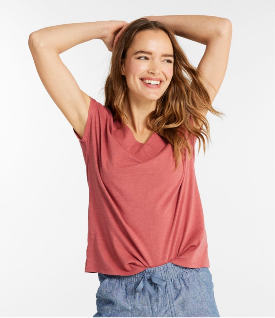 Women's Organic Cotton Tee, V-Neck Cap-Sleeve - Image 2