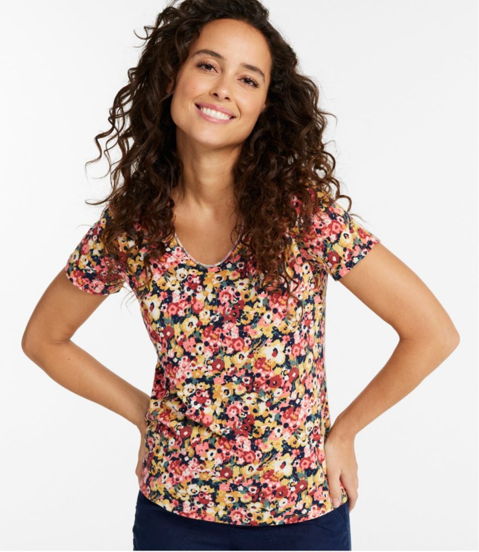 Women's Organic Cotton Tee, V-Neck Short-Sleeve Print - Image 2