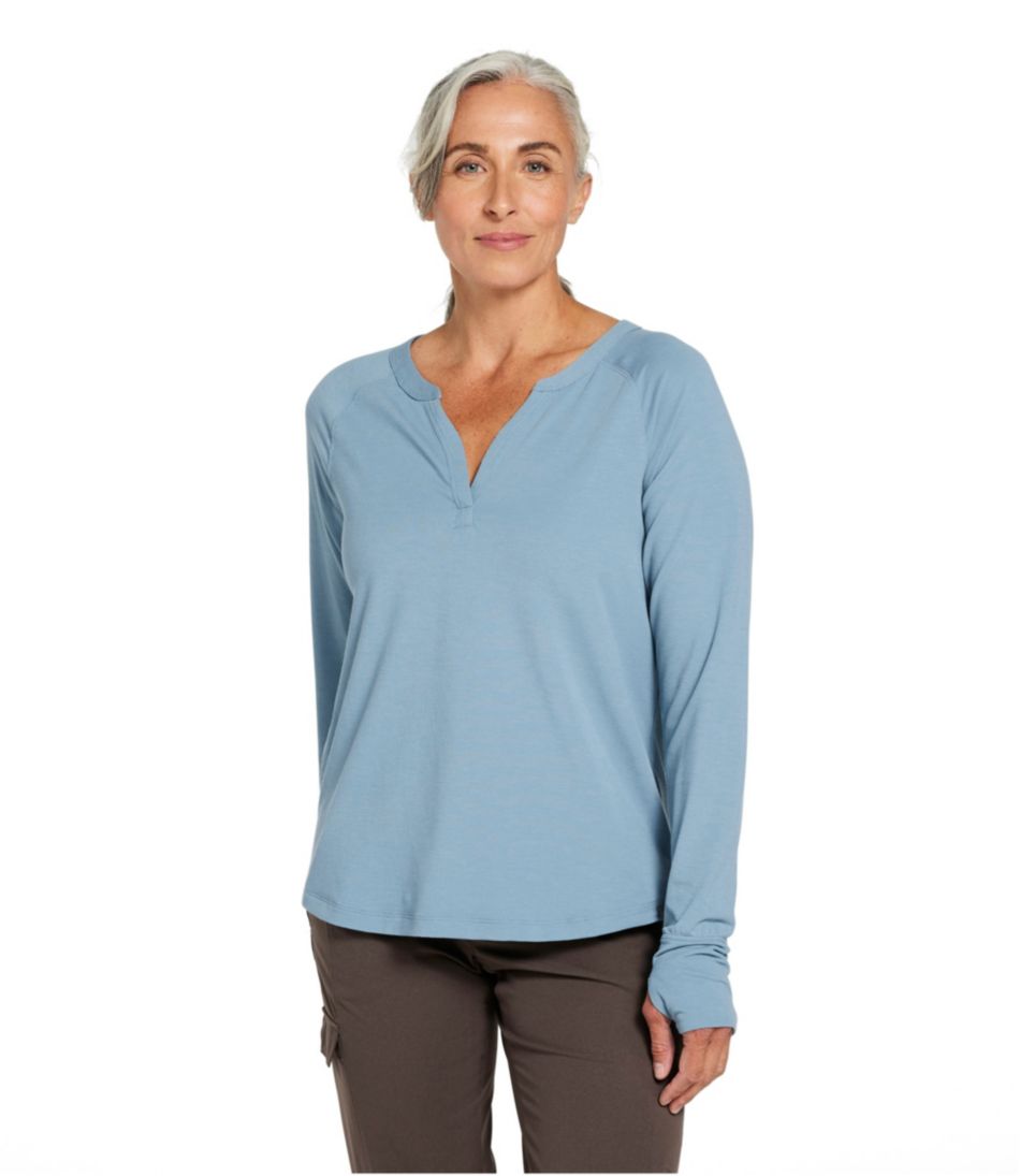 Women's Ribbed Performance Tee, Long-Sleeve Splitneck - Image 2