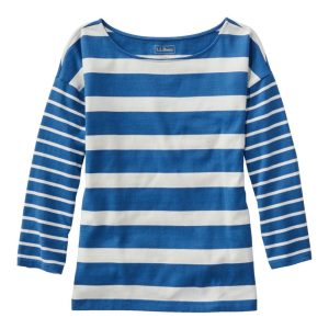 Women's Heritage Mariner Top, Boatneck Three-Quarter-Sleeve Blocked Stripe