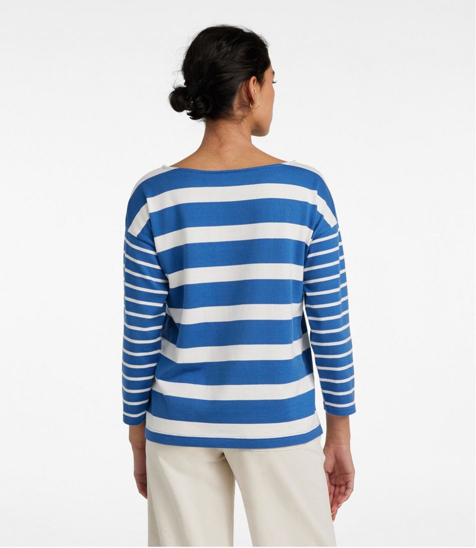 Women's Heritage Mariner Top, Boatneck Three-Quarter-Sleeve Blocked Stripe - Image 3