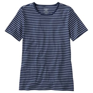 Women's Pima Cotton Tee, Short-Sleeve Crewneck Stripe