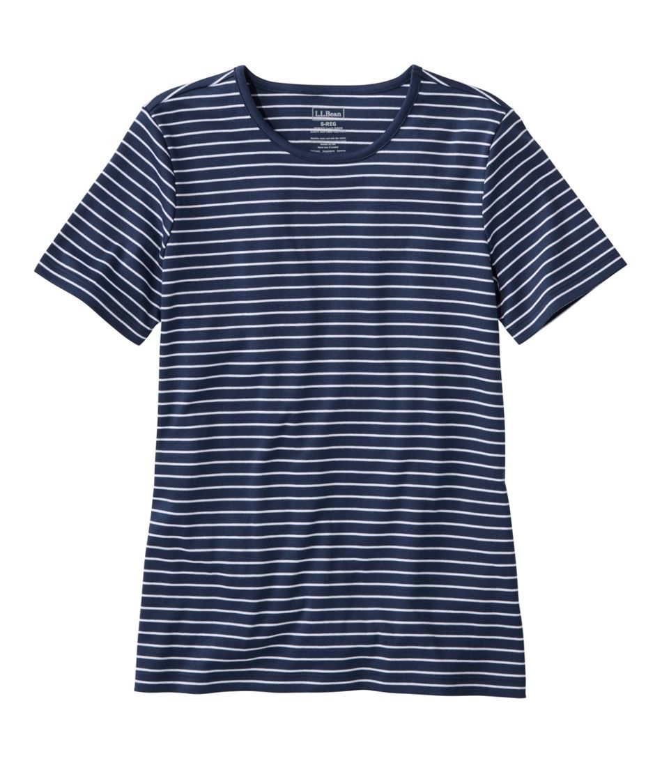 Women's Pima Cotton Tee, Short-Sleeve Crewneck Stripe