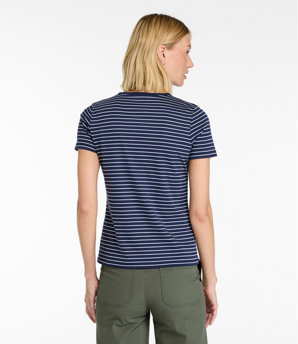 Women's Pima Cotton Tee, Short-Sleeve Crewneck Stripe - Image 3